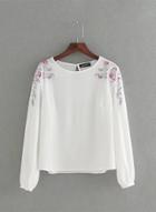 Oasap Floral Embroidery Long Sleeve Blouse