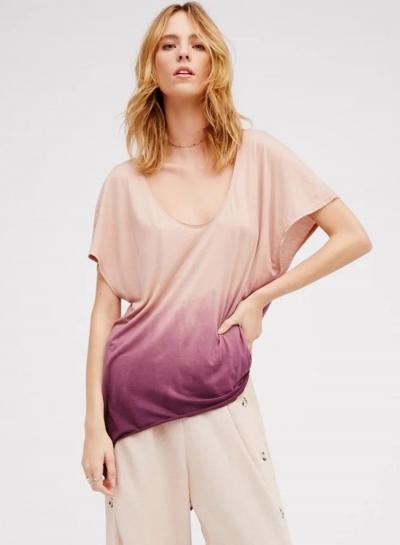 Oasap Gradient U Neckline Short Sleeve Tee Shirts