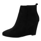 Oasap Pointed Toe Solid Color Wedge Heels Ankle Boots