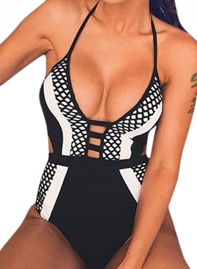 Oasap Women's One Piece Halter Hollow Out Bandage Swimwear