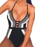Oasap Women's One Piece Halter Hollow Out Bandage Swimwear