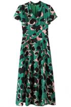Oasap Retro Leopard Print Plunging Neckline Midi Dress