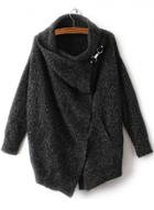 Oasap Long Sleeve Solid Color Asymmetric Design Sweater