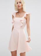 Oasap Sleeveless Ruffle Trim Solid Dress