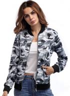 Oasap Casual Long Sleeve Zip Up Camouflage Jacket