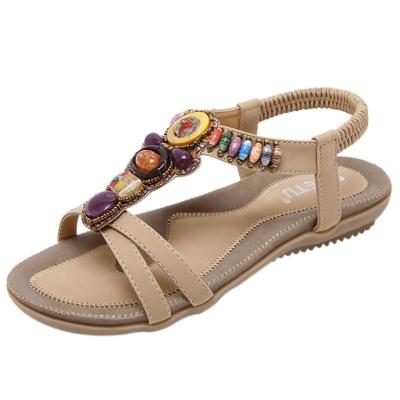 Oasap Bohemian Slip-on Flat Bead Sandals