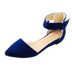 Oasap Pointed Toe Flat Heels Solid Color Buckle Strap Sandals
