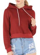 Oasap Women's Casual Long Sleeve Pullover Cropped Drawstring Hoodie