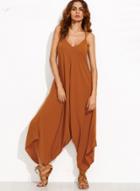 Oasap Casual Spaghetti Strap Sleeveless Loose Fit Chiffon Jumpsuit
