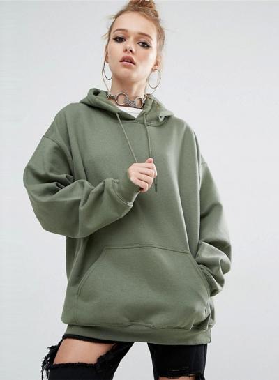 Oasap Solid Loose Fit Pullover Hoodie