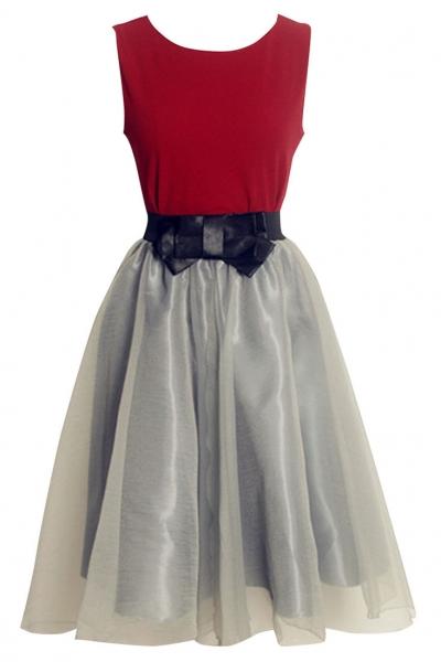 Oasap Swingy Crop Top Organza Swing Skirt Matching Sets