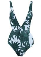 Oasap Women's Casual One Piece Deep V Neck Print Beach Swimwear