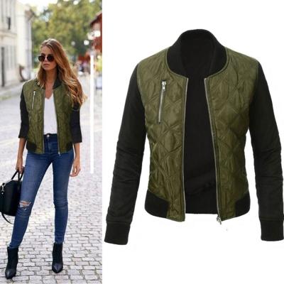 Oasap Long Sleeve Color Block Zipper Detail Cotton-padded Jacket