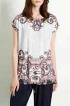 Oasap Vintage Printed Short Sleeve Side Slit Tee
