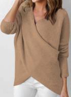Oasap V Neck Long Sleeve Solid Splicing Pullover Sweater