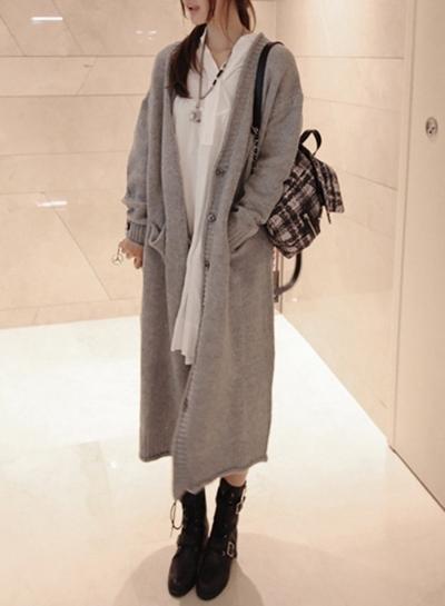 Oasap Fashion Single Breasted Knit Longline Cardigan