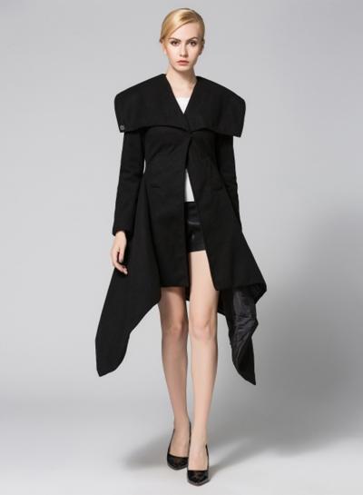Oasap Fashion Solid Long Sleeve Irregular Trench Coat