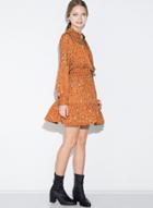 Oasap Women's Vintage Graphic Band Collar Flounce Dress