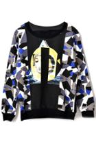 Oasap Geo Patchwork Loose Sweatshirt