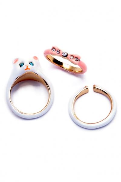 Oasap Chic 3 Pcs Woman Rings With Bowknot