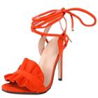 Oasap Peep Toe High Heels Ankle Lace-up Sandals