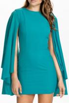 Oasap Cascading Flared Sleeves Cyan Mini Dress