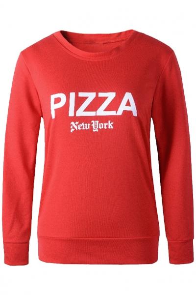 Oasap Casual Red Pizza Sweatshirt