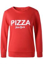 Oasap Casual Red Pizza Sweatshirt