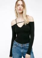 Oasap Stylish Open Shoulder Long Sleeve Tee Shirt