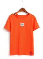 Oasap Round Neck Cat's Face Embroidery Tee Shirt