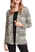 Oasap Women Fashion Jacquard Print Open Front Long Sleeve Cardigan