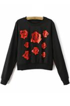 Oasap Comfortable Red Rose Sweatshirt