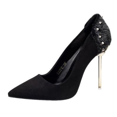 Oasap Pointed Rivet High Heels Slip-on Pumps