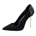 Oasap Pointed Rivet High Heels Slip-on Pumps