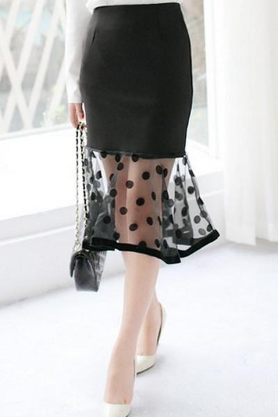 Oasap Dotted Hem Pencil Skirt