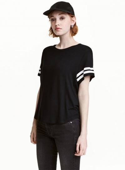 Oasap Preppy Style Stripped Print Tee Shirt