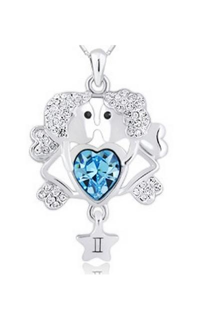 Oasap Zodiac Swarovski Crystal Engraved Pendant Necklace