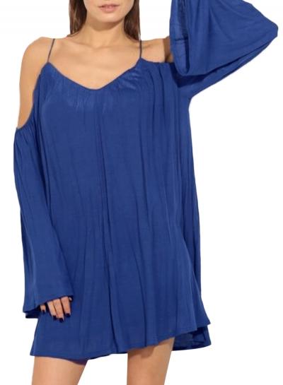 Oasap Women's Cut Out Shoulder Spaghetti Strap Flare Sleeve Mini Dress