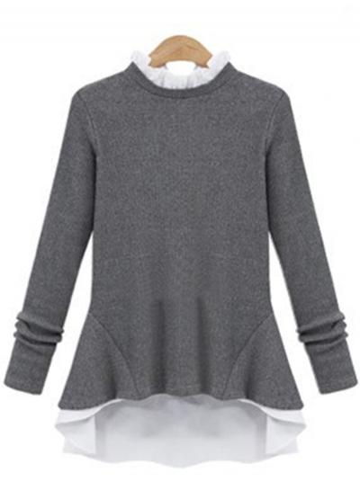 Oasap Fashion Long Sleeve Knit Peplum Sweater