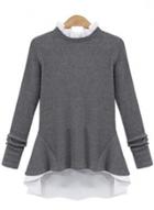 Oasap Fashion Long Sleeve Knit Peplum Sweater