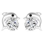 Oasap 925 Sterling Silver Dolphin Gemstone Stud Earrings