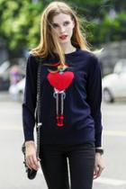 Oasap Sweetheart Lady Print Pullover Knit Sweater