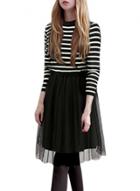 Oasap Women's Color Block Striped Mesh Paneled Combo Dress