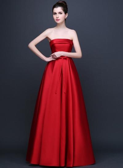 Oasap Elegant Solid Color Strapless Prom Dress