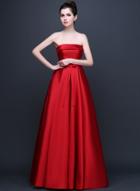 Oasap Elegant Solid Color Strapless Prom Dress