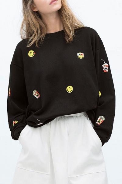 Oasap Cute Chips Printed Long Sleeve Sweatshirt