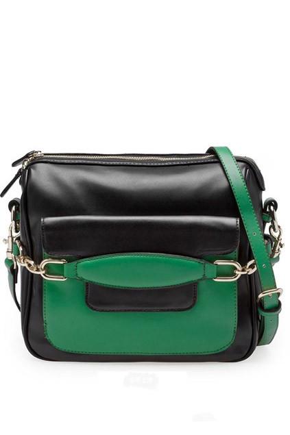 Oasap Preppy Style Contrast Color Square Shoulder Bag With Wrist Strap