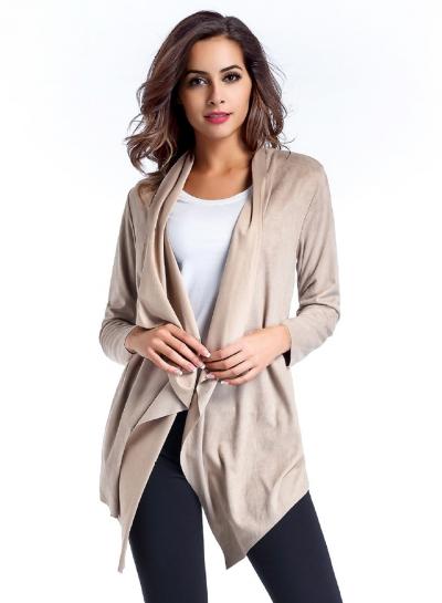 Oasap Asymmetric Long Sleeve Solid Color Coats