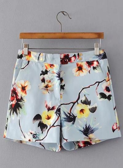 Oasap Fashion Floral Printed Shorts With Pockets