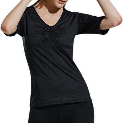 Oasap Women's V Neck Short Sleeve Yoga Running Sports Ruched Tee